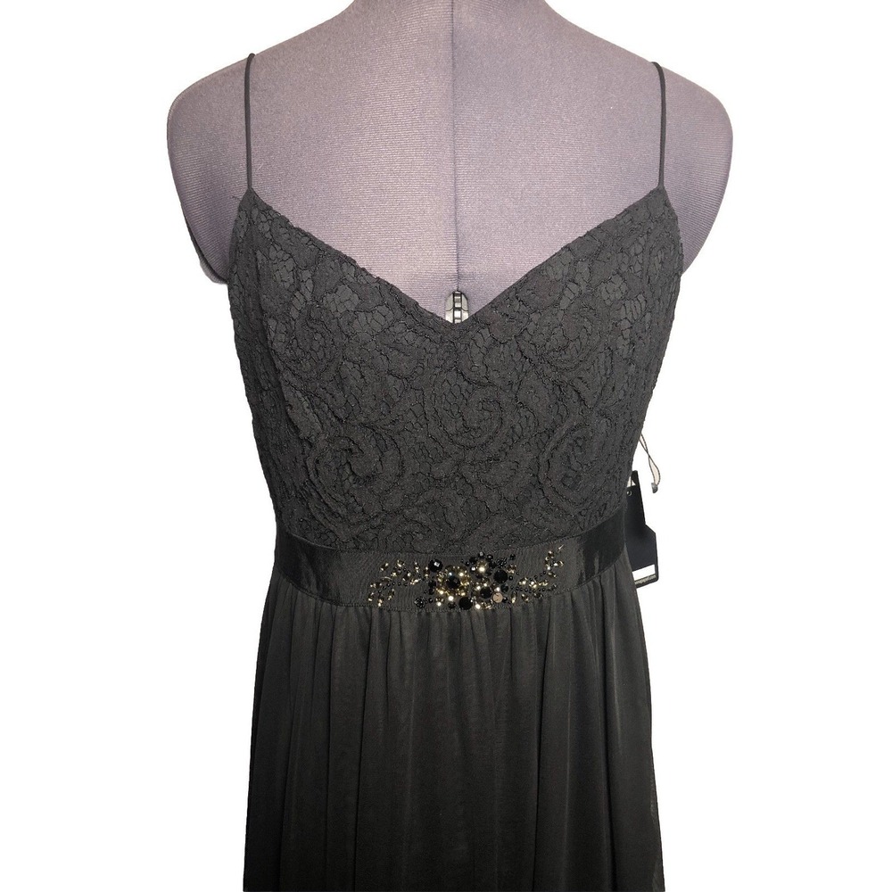Adrianna Papell Love Story Black Prom Dress Lace Gown Dress Sz 6 NWT DAMAGED - Picture 9 of 16